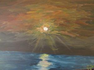Sonnenuntergang am Attersee (Leinwand