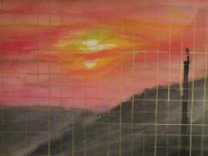 Sonnenuntergang hinter Gitter